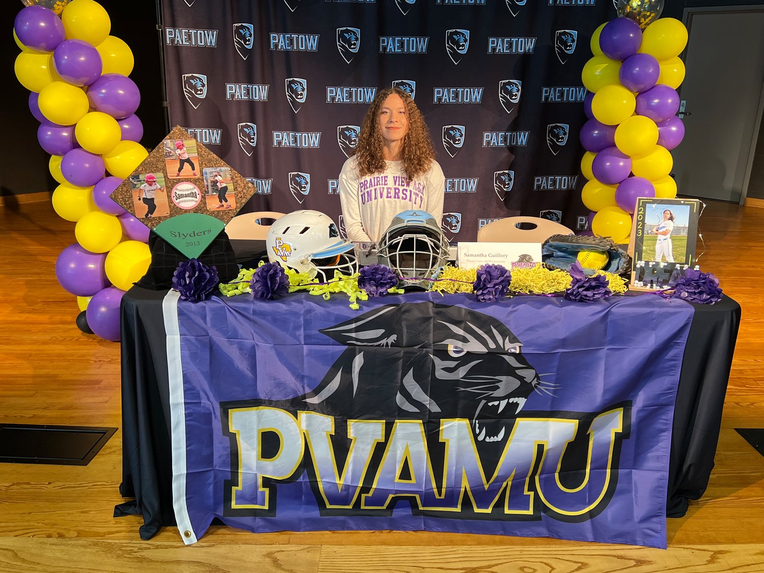 Paetow's Samantha Guillory poses for a photo after signing with Prairie View A&M.